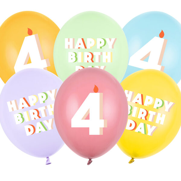 Balony 30 cm, 4, mix (1 op. / 6 szt.)