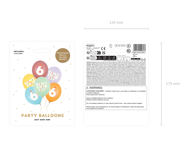 Balony 30 cm, 6, mix (1 op. / 6 szt.) - obrazek 3