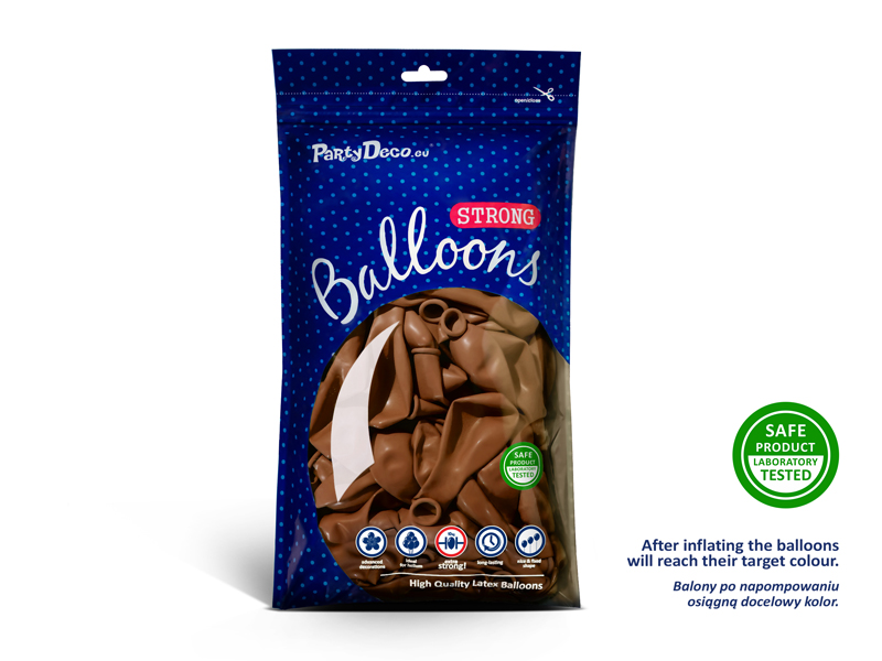 Balony Strong 30 cm, Pastel Mocca (1 op. / 100 szt.) - obrazek 3