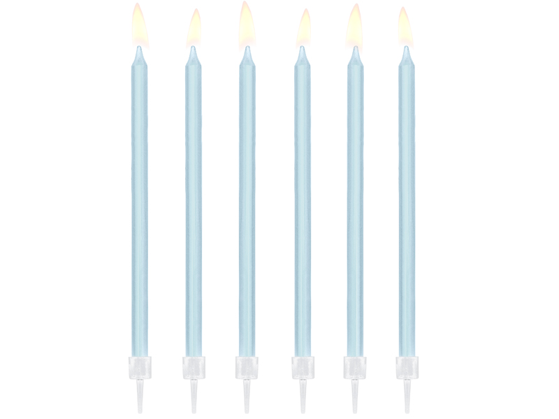 Świeczki urodzinowe gładkie, jasny niebieski, 14cm (1 op. / 12 szt.)