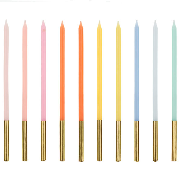 Świeczki urodzinowe gładkie, 14 cm, mix (1 op. / 10 szt.)