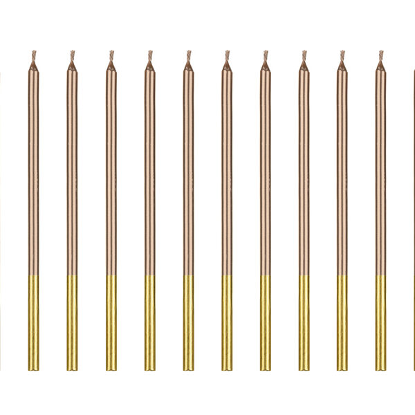 Świeczki urodzinowe gładkie, różowe złoto, 14 cm (1 op. / 12 szt.)