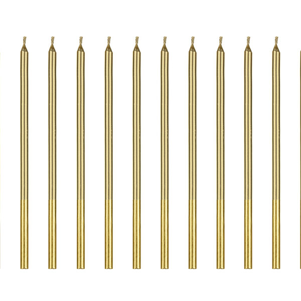 Świeczki urodzinowe gładkie, złoty, 14 cm (1 op. / 12 szt.)