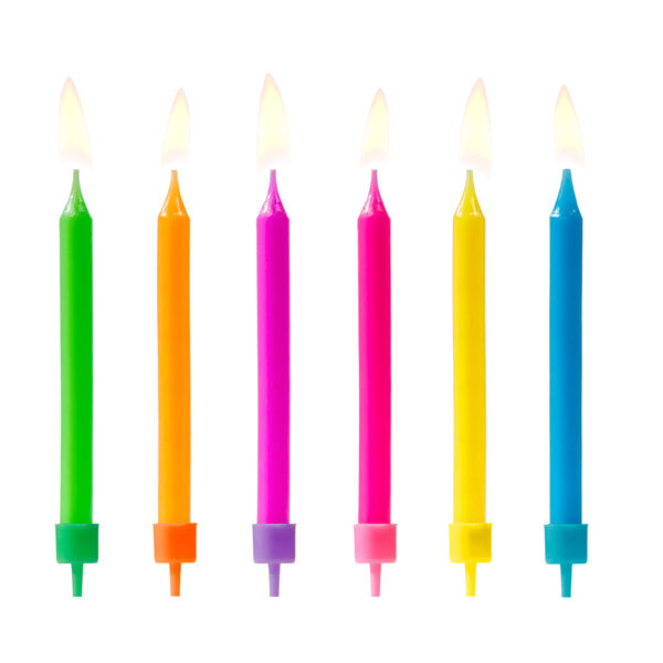 Świeczki urodzinowe Kolorowe, mix,  6,5cm (1 op. / 6 szt.)