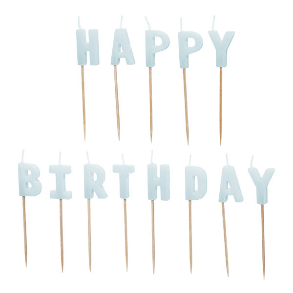 Świeczki urodzinowe Happy Birthday, 2,5 cm, jasny błękit (1 op. / 13 szt.)
