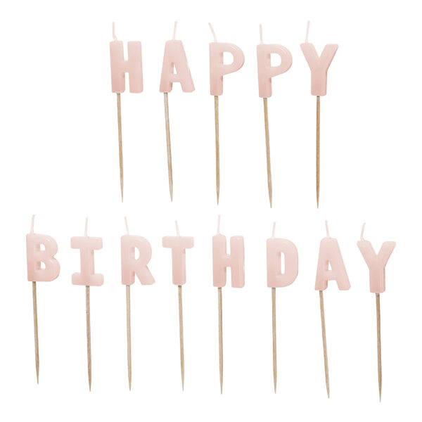 Świeczki urodzinowe Happy Birthday, 2,5 cm, różowy (1 op. / 13 szt.)