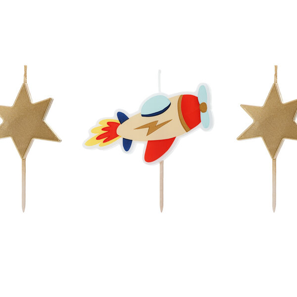 Świeczki urodzinowe Samolot, 4.5-5 cm, mix (1 op. / 3 szt.)