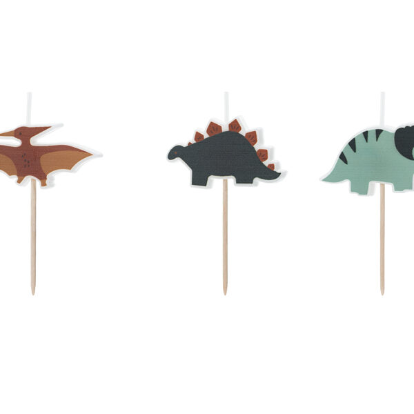 Świeczki urodzinowe Dinozaury, 3 cm, mix (1 op. / 3 szt.)
