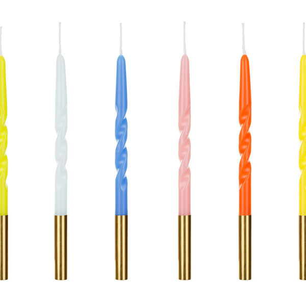 Świeczki urodzinowe zakręcone, mix, 14 cm (1 op. / 6 szt.)