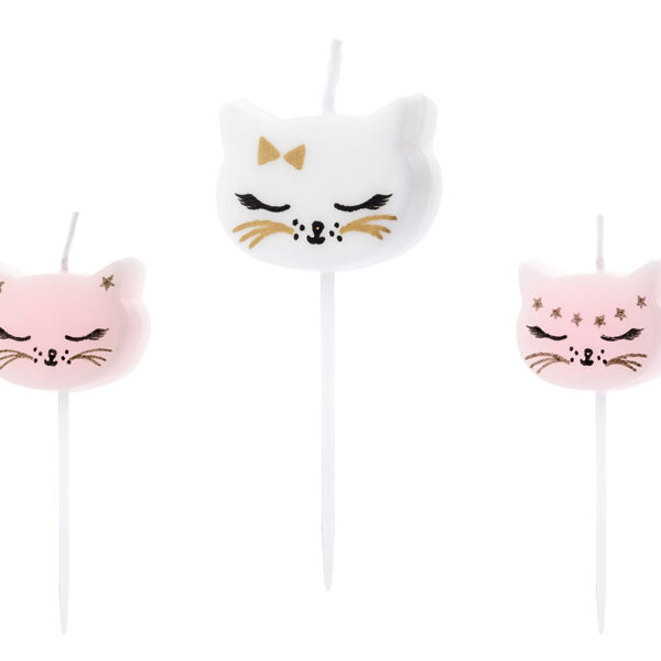 Świeczki urodzinowe Kotek, mix, 2cm (1 op. / 6 szt.)