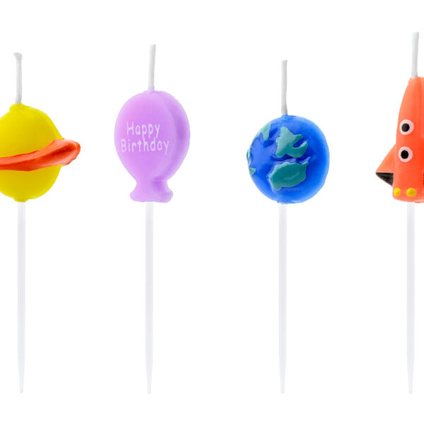 Świeczki urodzinowe Kosmos, mix, 2-3cm (1 op. / 4 szt.)