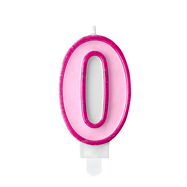 Świeczka urodzinowa Cyferka 0, różowy, 7cm
