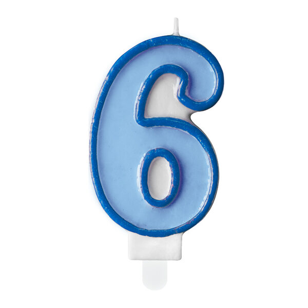 Świeczka urodzinowa Cyferka 6, niebieski, 7cm