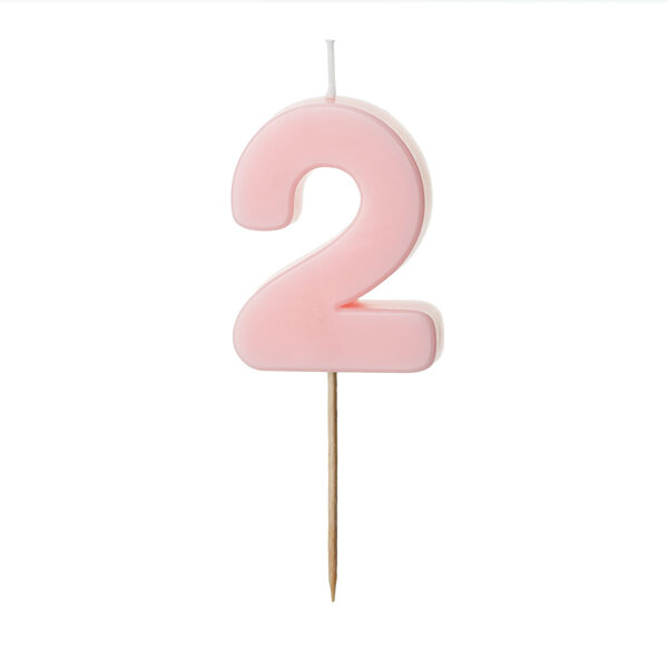 Świeczka urodzinowa Cyferka 2, jasny różowy, 5.5 cm