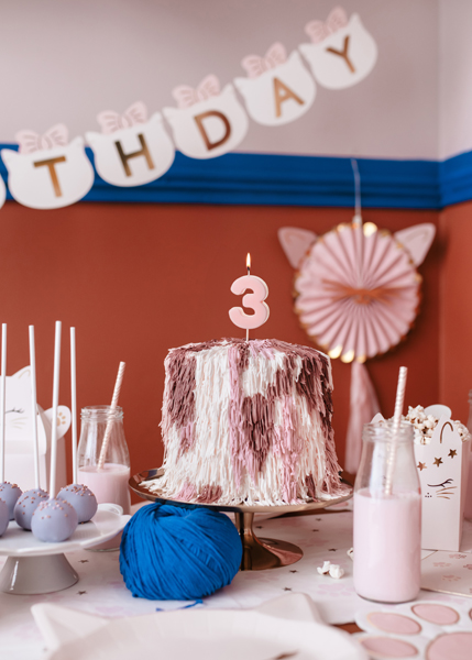 Świeczka urodzinowa Cyferka 3, jasny różowy, 5.5 cm - obrazek 2