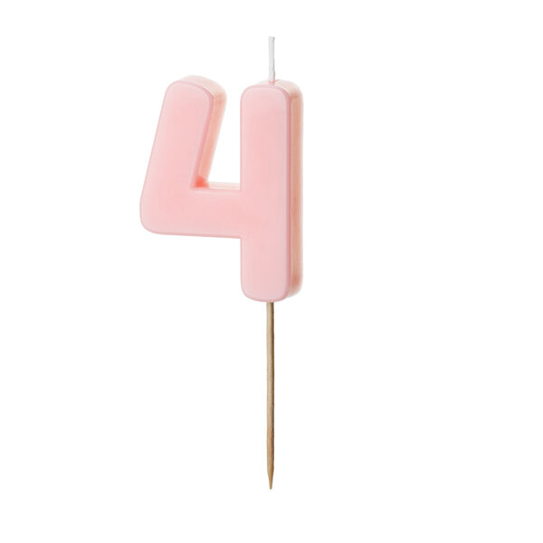 Świeczka urodzinowa Cyferka 4, jasny różowy, 5.5 cm