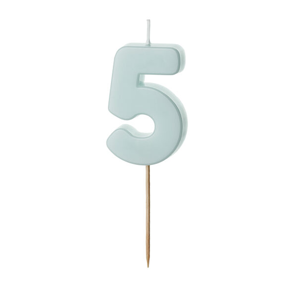 Świeczka urodzinowa Cyferka 5, jasny niebieski, 5.5 cm