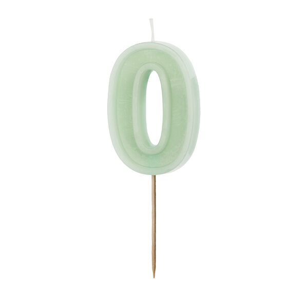 Świeczka urodzinowa Cyferka 0, zielony, 6 cm