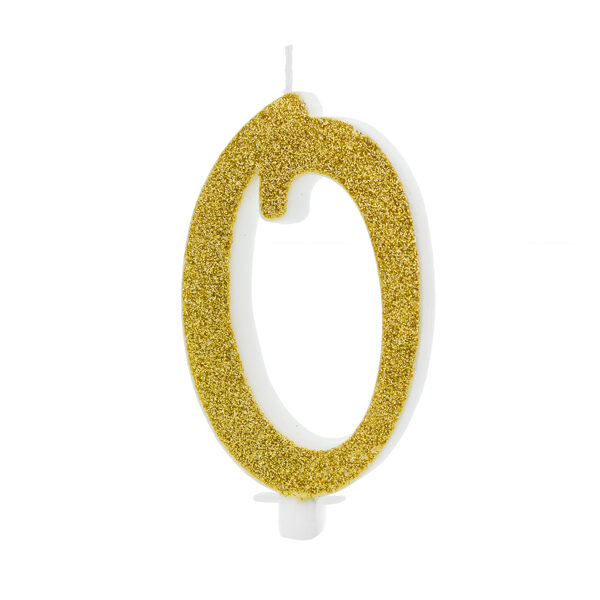 Świeczka urodzinowa Cyferka 0, złoty, 10cm