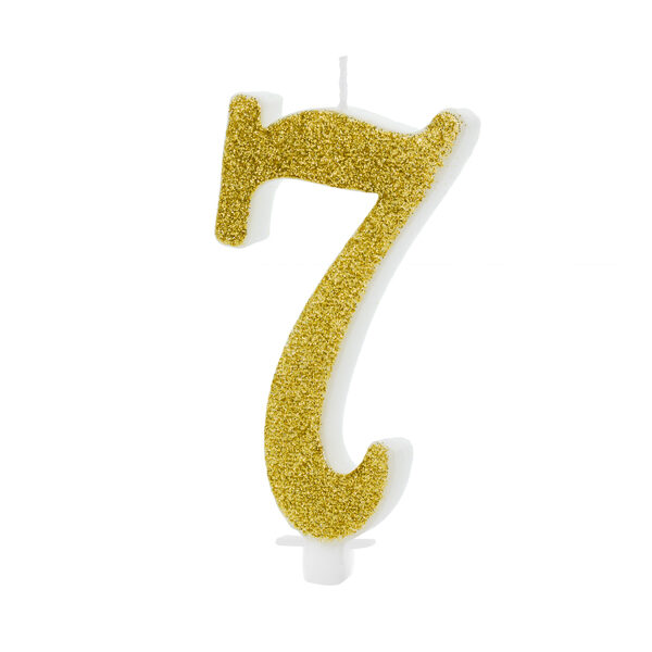 Świeczka urodzinowa Cyferka 7, złoty, 10cm
