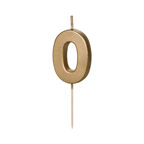 Świeczka urodzinowa Cyferka 0, 4.5 cm, złoty