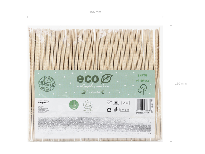 Drewniane noże, 16.5cm (1 op. / 100 szt.) - obrazek 3