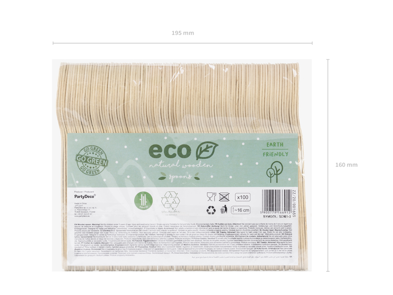 Drewniane łyżki, 16cm (1 op. / 100 szt.) - obrazek 3