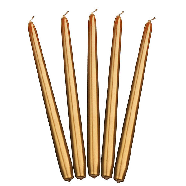 Świeca stożkowa metalizowana, złoty, 29cm (1 op. / 10 szt.)