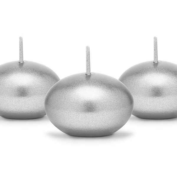 Świeca pływająca metalizowana, srebrny, 4cm (1 op. / 50 szt.)