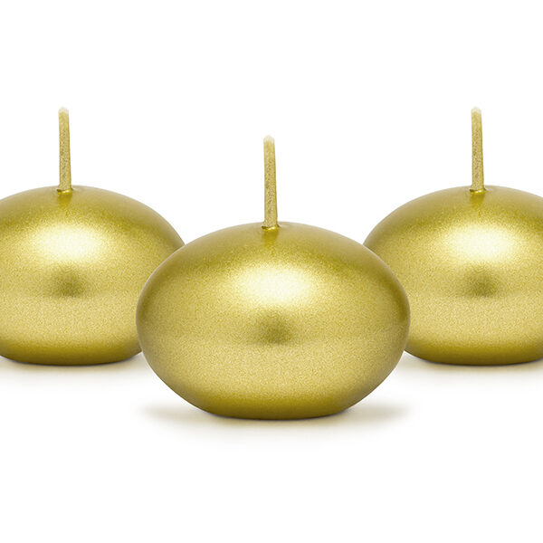 Świeca pływająca metalizowana, złoty, 4cm (1 op. / 50 szt.)