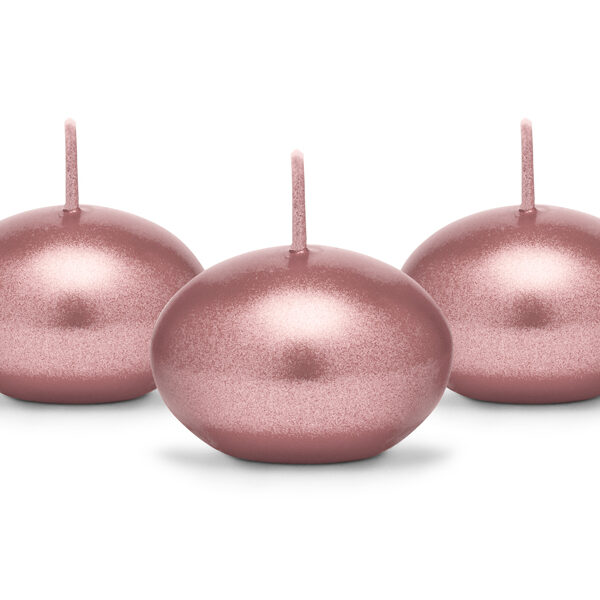 Świeca pływająca metalizowana, różowe złoto, 4cm (1 op. / 50 szt.)