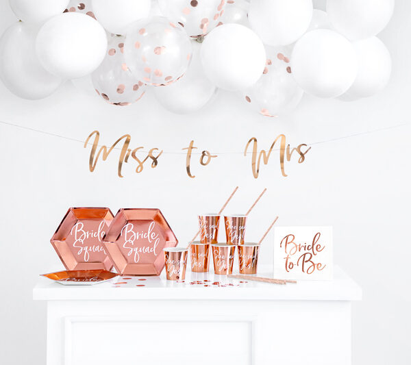 Zestaw dekoracji party - Wieczór panieński, różowe złoto (1 op. / 60 szt.)