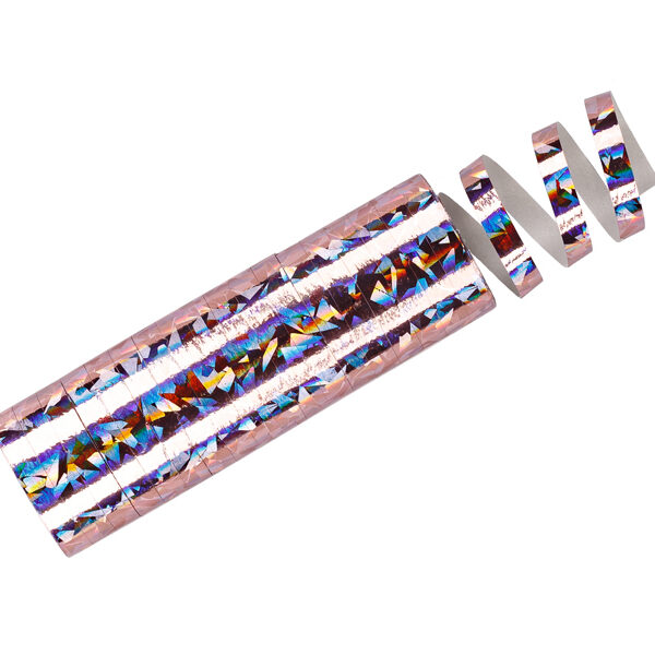 Serpentyny holograficzne, jasny różowy, 3,8 m (1 op. / 18 szt.)