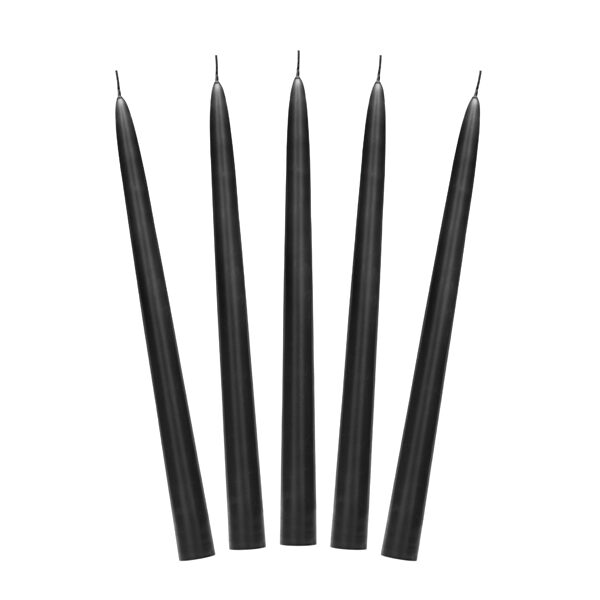 Świeca stożkowa matowa, czarny, 24cm (1 op. / 10 szt.)