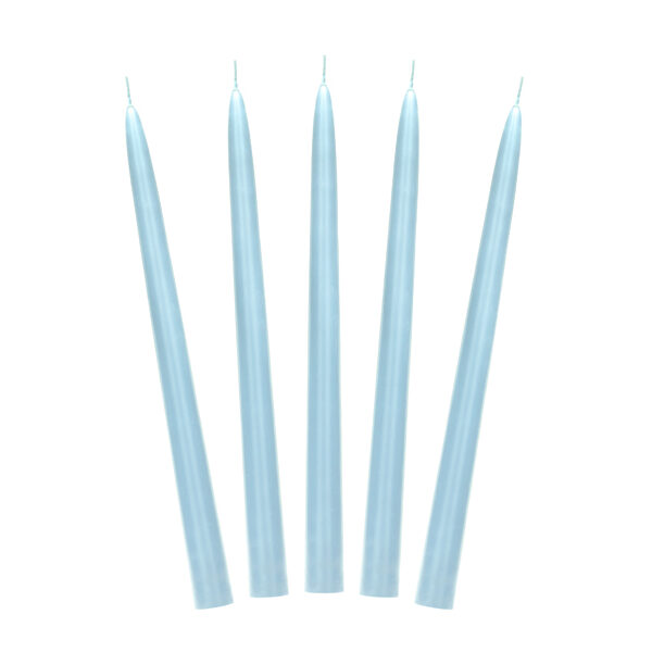 Świeca stożkowa matowa, błękit, 24cm (1 op. / 10 szt.)