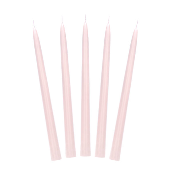 Świeca stożkowa matowa, brudny róż, 24cm (1 op. / 10 szt.)