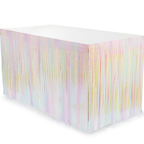 Skirting foliowy z frędzlami, opalizujący, 300x80cm