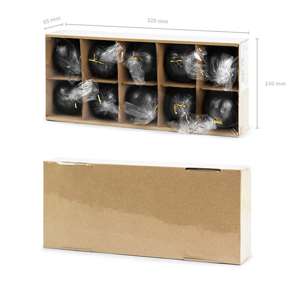 Świeca metalizowana Kula, czarny, 6cm (1 op. / 10 szt.)