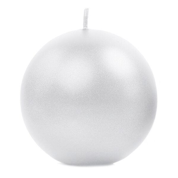 Świeca metalizowana Kula, perła, 8cm (1 op. / 6 szt.)