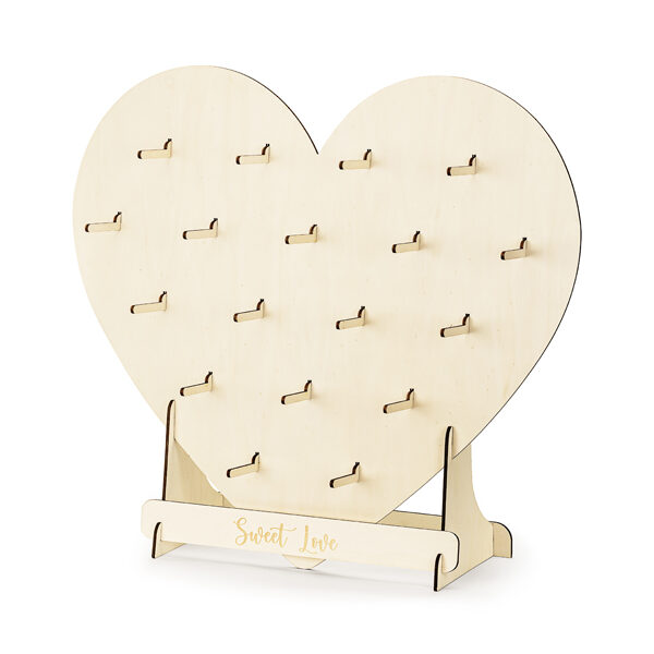 Ściana na Donuty Serce, naturalne drewno, 65x59 cm