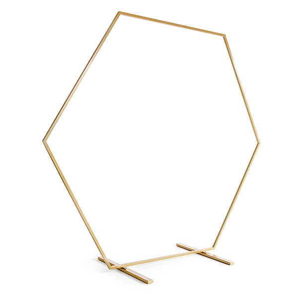 Stojak na tło heksagon, złoty, 2m
