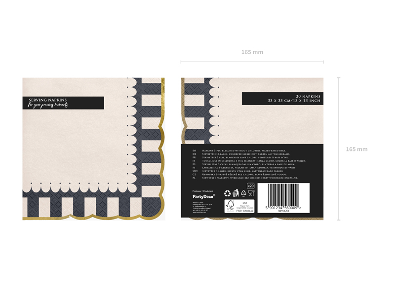 Serwetki ze złotym brzegiem, 33x33, mix (1 op. / 12 szt.) - obrazek 5