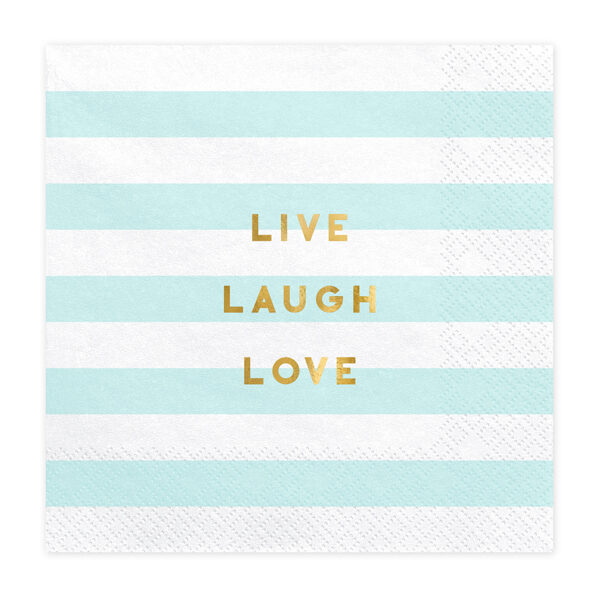 Serwetki Yummy - Live Laugh Love, jasny niebieski, 33x33cm (1 op. / 20 szt.)