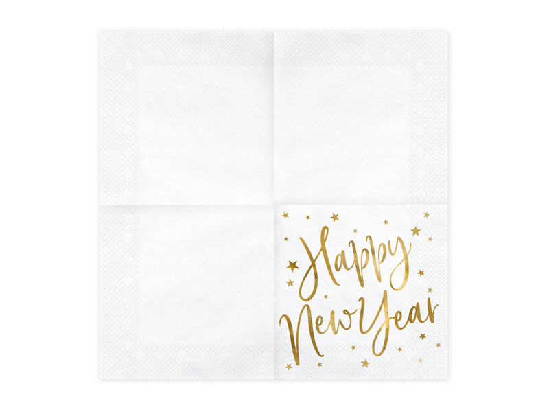 Serwetki Happy New Year, biały, 33x33cm (1 op. / 20 szt.) - obrazek 2