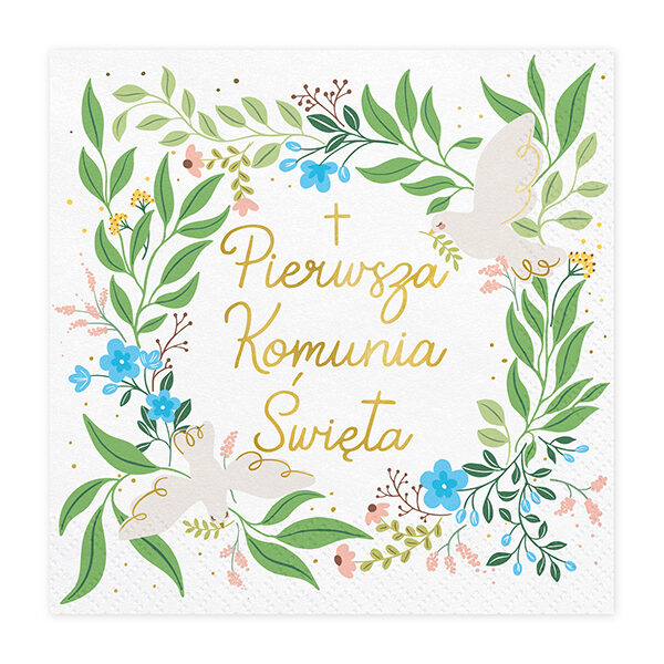 Serwetki ''Pierwsza Komunia Święta'', 33x33 cm, mix (1 op. / 20 szt.)