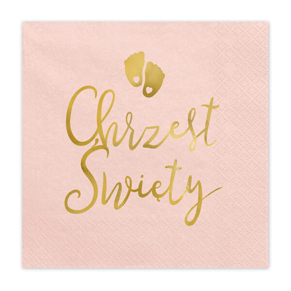 Serwetki Chrzest Święty, 33x33 cm, jasny różowy (1 op. / 12 szt.)