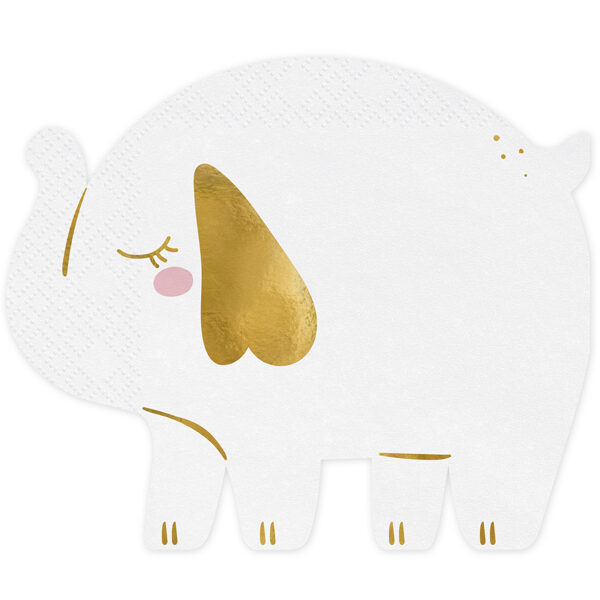 Serwetki Słonik, 16x13.5 cm, biały (1 op. / 12 szt.)