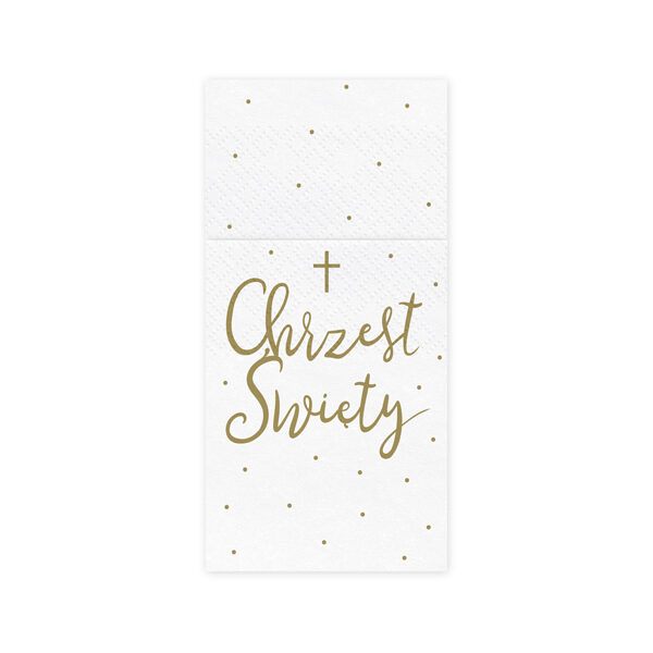 Kieszonka na sztućce ''Chrzest Święty'', 10x20 cm, biały (1 op. / 6 szt.)