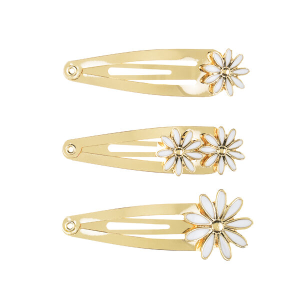 Spinki do włosów Stokrotki, 5x1.5-2 cm, złoty (1 op. / 3 szt.)