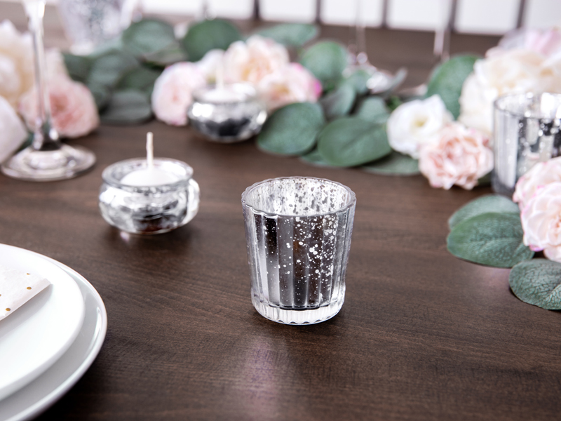 Świecznik, srebrny, 6cm (1 op. / 4 szt.) - obrazek 2